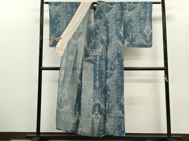 平和屋着物＊夏物　小紋　絽　更紗花唐草文　正絹　逸品　CABH7852ze
