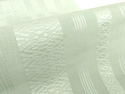 平和屋着物＊夏物　本場筑前博多織　名古屋帯　帯反物　紗献上　白緑色　証紙付き　逸品　未使用　DABH2151zzz