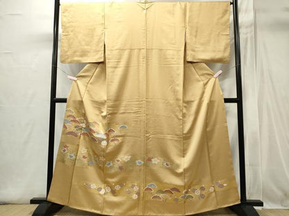 平和屋着物■豪華色留袖　駒刺繍　花松文　金彩　正絹　逸品　CABI6414ou