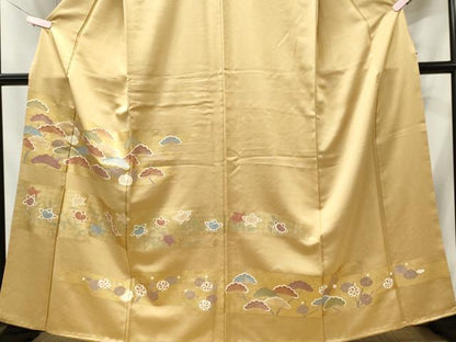 平和屋着物■豪華色留袖　駒刺繍　花松文　金彩　正絹　逸品　CABI6414ou