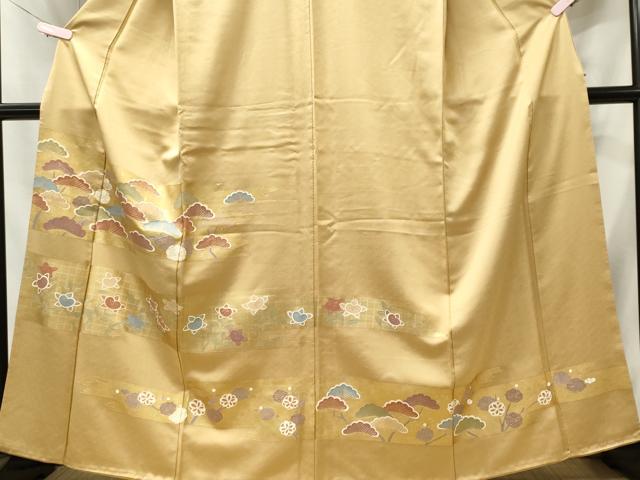 平和屋着物■豪華色留袖　駒刺繍　花松文　金彩　正絹　逸品　CABI6414ou