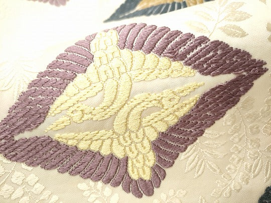 平和屋着物●全通柄袋帯　唐織　菱飛鶴文　正絹　逸品　CABI8836hy