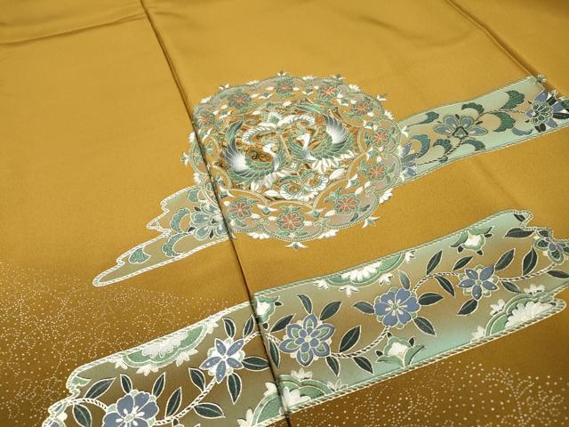 平和屋着物▼訪問着　正倉院向かい鳥花文　暈し染　銀彩　正絹　逸品　未使用　DABG5638fe