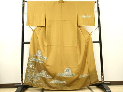 平和屋着物▼訪問着　正倉院向かい鳥花文　暈し染　銀彩　正絹　逸品　未使用　DABG5638fe