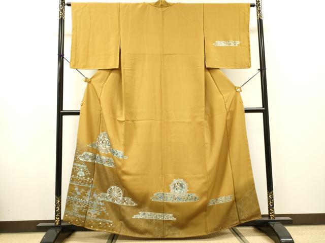 平和屋着物▼訪問着　正倉院向かい鳥花文　暈し染　銀彩　正絹　逸品　未使用　DABG5638fe