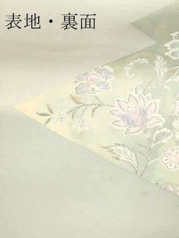 平和屋着物▼西陣　京の名門　じゅらく謹製　名古屋帯　帯反物　松皮菱花文　銀糸　証紙付き　逸品　未使用　DABG7361zy