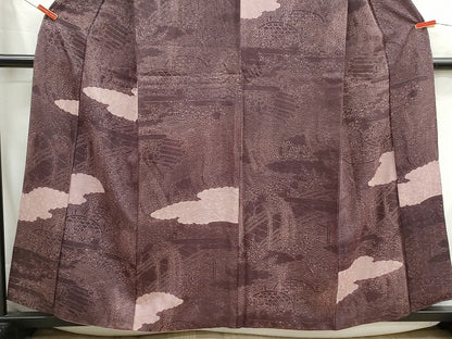 平和屋着物■訪問着　雲取り風景花文　正絹　逸品　DABH1211qa
