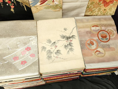 平和屋本店■名古屋帯 まとめて100点 蝶 薔薇 花柄 野葡萄 手描き 駒刺繍 金銀糸 など 着用可能多数 未使用品あり 全て正絹 se4162
