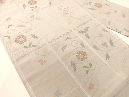 平和屋着物●銀座きしや　九寸名古屋帯　花唐草格子文　金糸　正絹　逸品　CABI4250vp