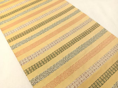 平和屋着物●九寸開き名古屋帯　横段吉祥文　正絹　逸品　CABI4249vp