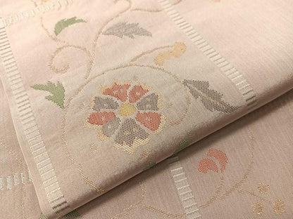 平和屋着物●銀座きしや　九寸名古屋帯　花唐草格子文　金糸　正絹　逸品　CABI4250vp