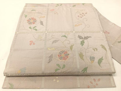 平和屋着物●銀座きしや　九寸名古屋帯　花唐草格子文　金糸　正絹　逸品　CABI4250vp