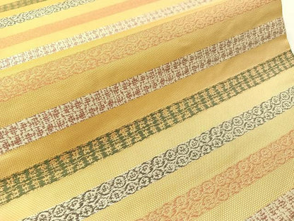 平和屋着物●九寸開き名古屋帯　横段吉祥文　正絹　逸品　CABI4249vp