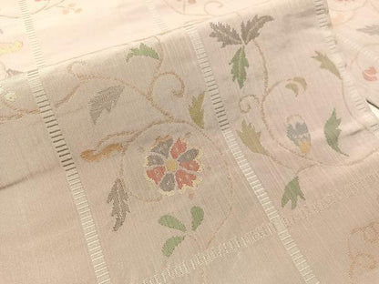平和屋着物●銀座きしや　九寸名古屋帯　花唐草格子文　金糸　正絹　逸品　CABI4250vp