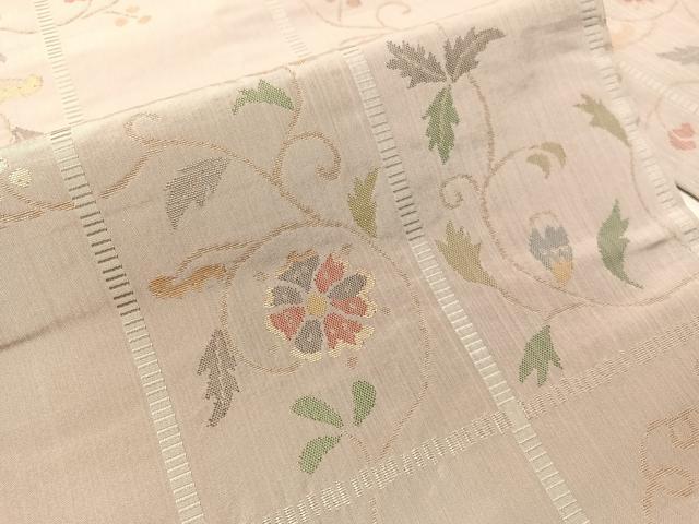 平和屋着物●銀座きしや　九寸名古屋帯　花唐草格子文　金糸　正絹　逸品　CABI4250vp