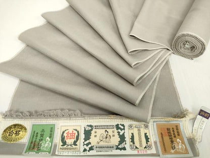 平和屋着物●本場眞綿絢結城紬　反物　着尺　銀鼠色　証紙付き　逸品　未使用　DABH2284zzz