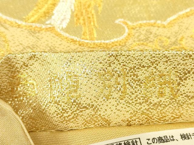 平和屋着物▼西陣　六通柄袋帯　吉祥鳳凰御格子文　金銀糸　正絹　逸品　DABG0799az