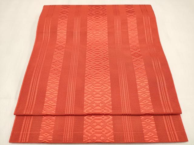 平和屋着物＊夏物　本場筑前博多織　八寸名古屋帯　紗献上　緋色　正絹　逸品　DABF0399ea