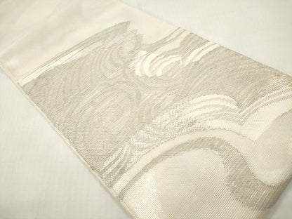 平和屋着物＊夏物　太鼓柄袋帯　流水文　銀糸　正絹　逸品　DABF0433ea