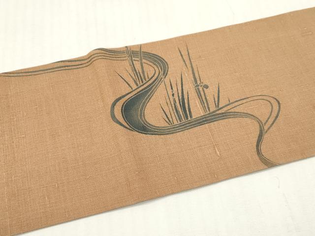 平和屋着物＊夏物　九寸名古屋帯　風景花松文　正絹　逸品　DABF0458ea