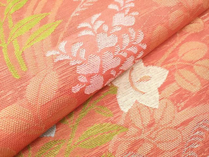 平和屋着物＊夏物　織物一筋名門　織悦　全通柄　本袋帯　桔梗花文　金銀糸　正絹　逸品　DABF0457ea