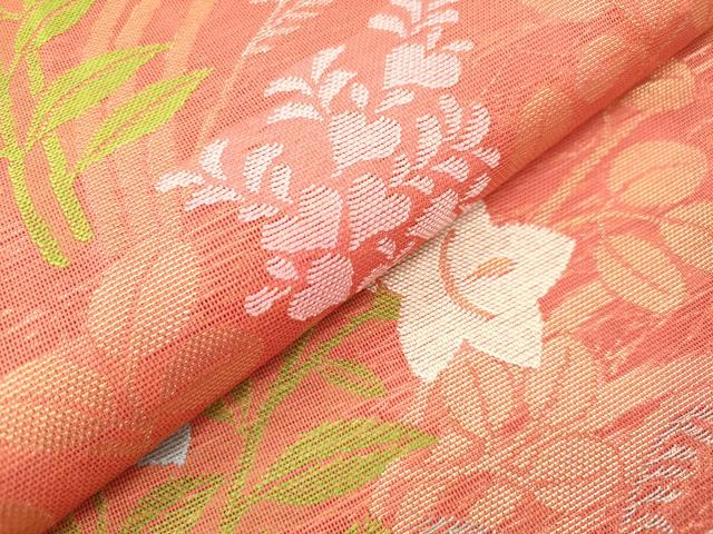 平和屋着物＊夏物　織物一筋名門　織悦　全通柄　本袋帯　桔梗花文　金銀糸　正絹　逸品　DABF0457ea