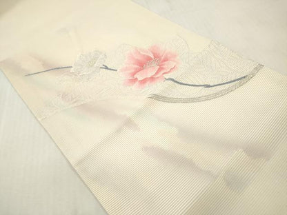 平和屋着物＊夏物　九寸開き名古屋帯　枝花文　金銀糸　正絹　逸品　DABF0446ea