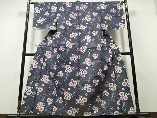 平和屋着物∴夏物　浴衣　舞花文　綿　逸品　未使用　CABH1566ng