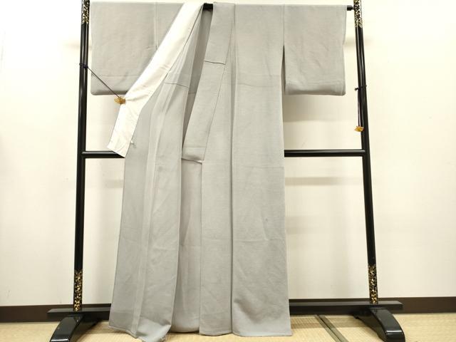 平和屋着物▽上質な小紋　単衣　流水文　鬼しぼ縮緬　正絹　逸品　DABG5719fe