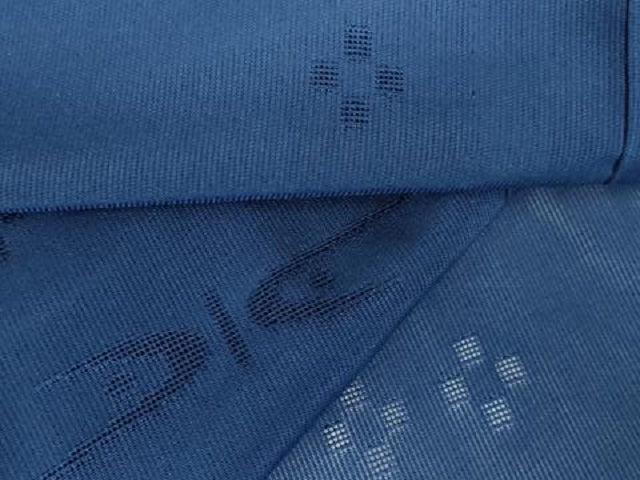 平和屋着物＊夏物　色無地　絣紋紗　紺青色　三越扱い　正絹　逸品　DABH0298op