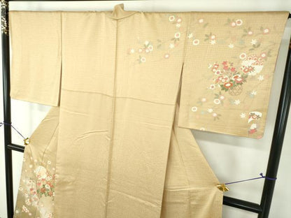 平和屋着物●訪問着　駒刺繍　雪輪流水花籠文　暈し染め　金彩　正絹　逸品　DABG8681ps