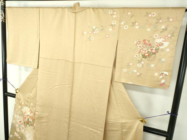 平和屋着物●訪問着　駒刺繍　雪輪流水花籠文　暈し染め　金彩　正絹　逸品　DABG8681ps