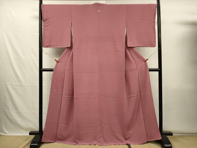 平和屋着物■上質な色無地　浅蘇芳色　鬼しぼ縮緬　正絹　逸品　DABG7996ya