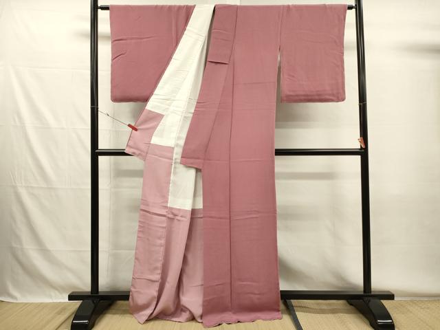 平和屋着物■上質な色無地　浅蘇芳色　鬼しぼ縮緬　正絹　逸品　DABG7996ya