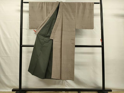 平和屋着物■男性　紬　空五倍子色　正絹　逸品　DABH5546ya