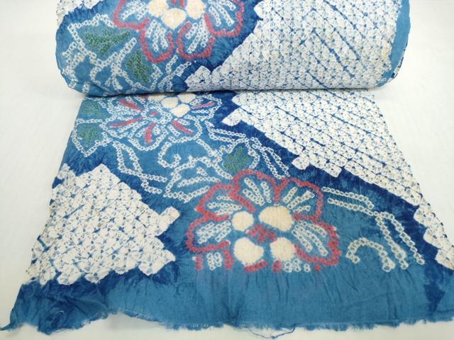 平和屋着物＊夏物　有松鳴海絞り　浴衣　反物　着尺　花繋ぎ　綿　逸品　未使用　DABH2351zzz