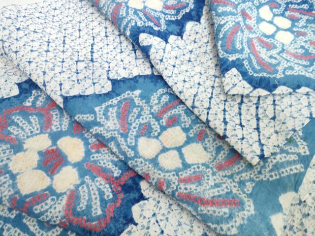 平和屋着物＊夏物　有松鳴海絞り　浴衣　反物　着尺　花繋ぎ　綿　逸品　未使用　DABH2351zzz
