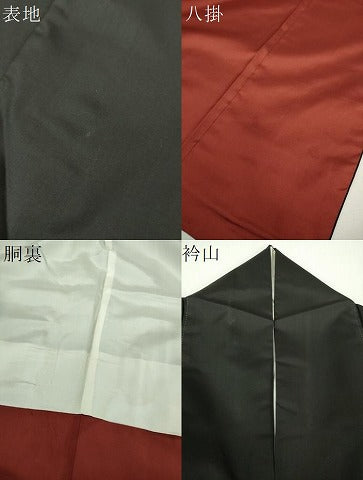 平和屋着物●本場縞大島紬　色無地　黒地　正絹　逸品　DABG8561ps