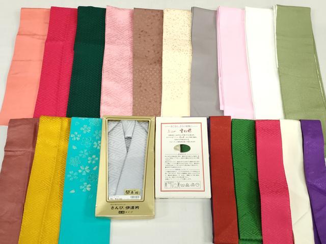 平和屋着物▼和装小物　重ね衿・伊達衿まとめて20点　紗綾形 舞桜 桧垣　金糸　さんび謹製　未使用品あり　逸品　DABG6394xg