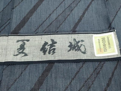 平和屋着物＊夏物　結城紬　夏結城　斜線文　反端付き　正絹　逸品　CABI6447ou