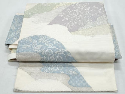 平和屋着物＊夏物　つけ帯　道長更紗花文　銀糸　正絹　逸品　CABI5656fb