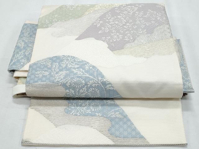 平和屋着物＊夏物　つけ帯　道長更紗花文　銀糸　正絹　逸品　CABI5656fb