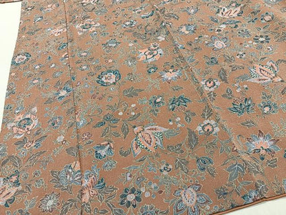 平和屋着物■上質な小紋　更紗花唐草文　鬼しぼ縮緬　正絹　逸品　CABI9228ua