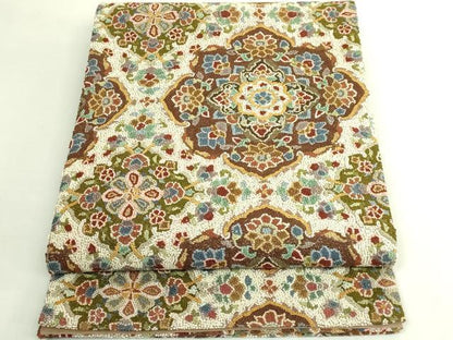 平和屋本店●最高級　中国三大刺繍　総相良刺繍　総刺繍　袋帯　200万粒　総詰め　正倉院花文　逸品　DZAB7762kh6