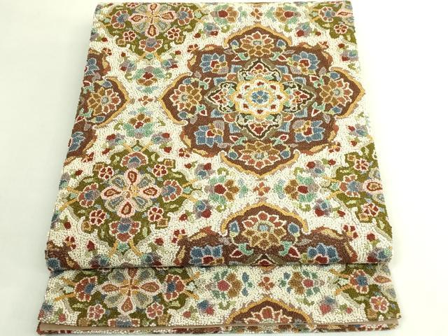 平和屋本店●最高級　中国三大刺繍　総相良刺繍　総刺繍　袋帯　200万粒　総詰め　正倉院花文　逸品　DZAB7762kh6