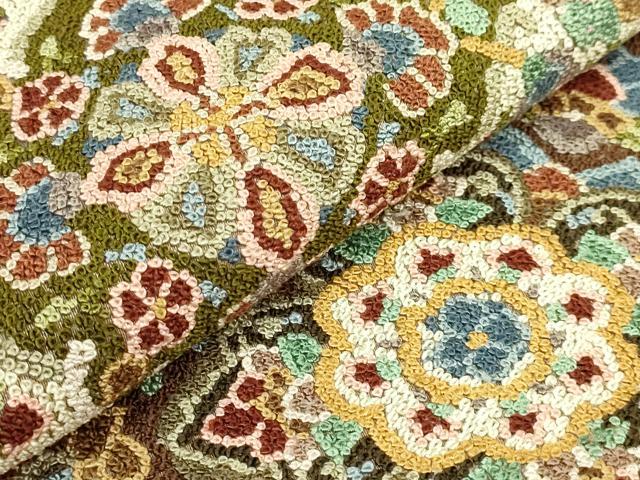 平和屋本店●最高級　中国三大刺繍　総相良刺繍　総刺繍　袋帯　200万粒　総詰め　正倉院花文　逸品　DZAB7762kh6