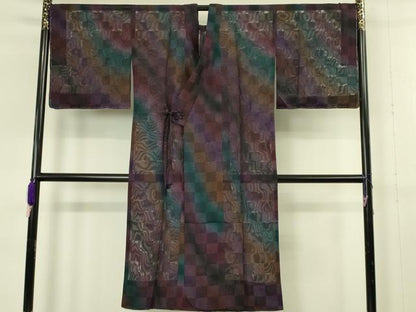 平和屋本店∞極上 前田仁仙 仁仙更紗 道中着 スリーシーズン 春夏秋 塵除け ロング丈 仁仙花布 暈し染 やまと誂製 反端付 逸品 DZAB7798kh6