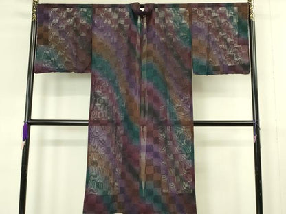 平和屋本店∞極上 前田仁仙 仁仙更紗 道中着 スリーシーズン 春夏秋 塵除け ロング丈 仁仙花布 暈し染 やまと誂製 反端付 逸品 DZAB7798kh6