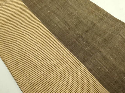 平和屋本店＊極上　夏物　芭蕉布　手積み芭蕉糸100％　九寸開き名古屋帯　間道　逸品　DZAB7826kh6