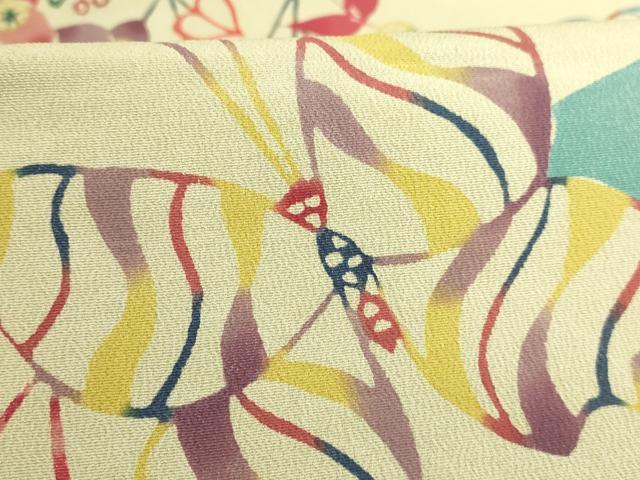 平和屋本店●極上　国画会国展作家　立花長子　九寸開き名古屋帯　花蝶文　逸品　DZAB7833kh6